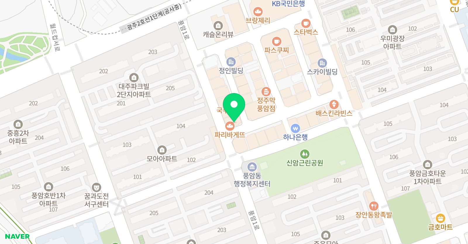 더포스 학원 풍암캠퍼스 위치