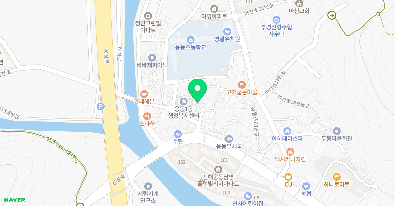 YBM 영수학원 웅동점 위치