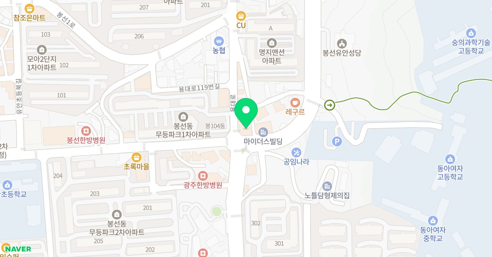 크리아트 광주봉선센터 위치