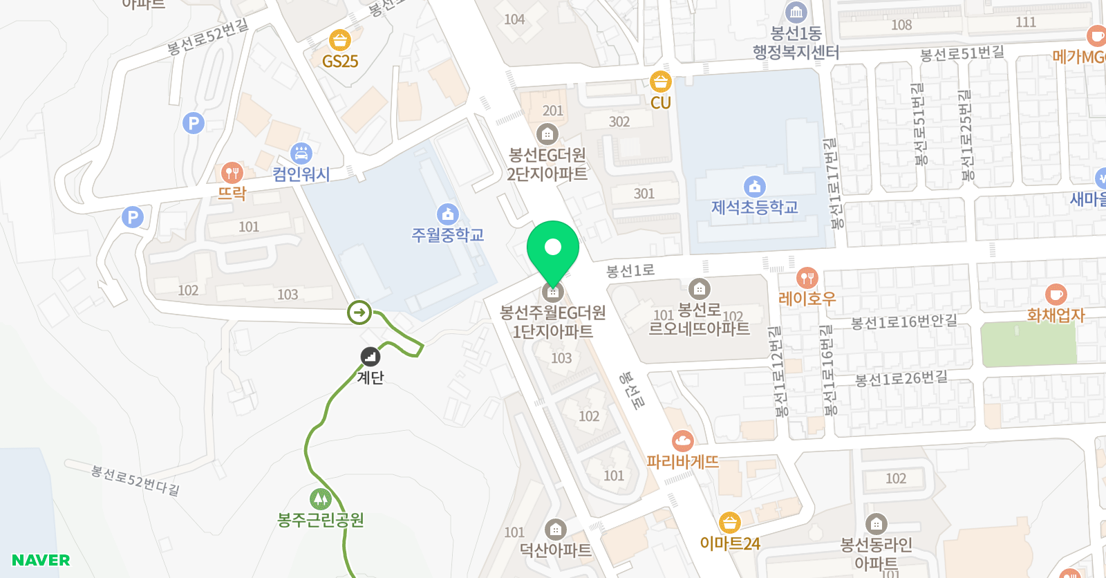 The쎈 수학학원 위치
