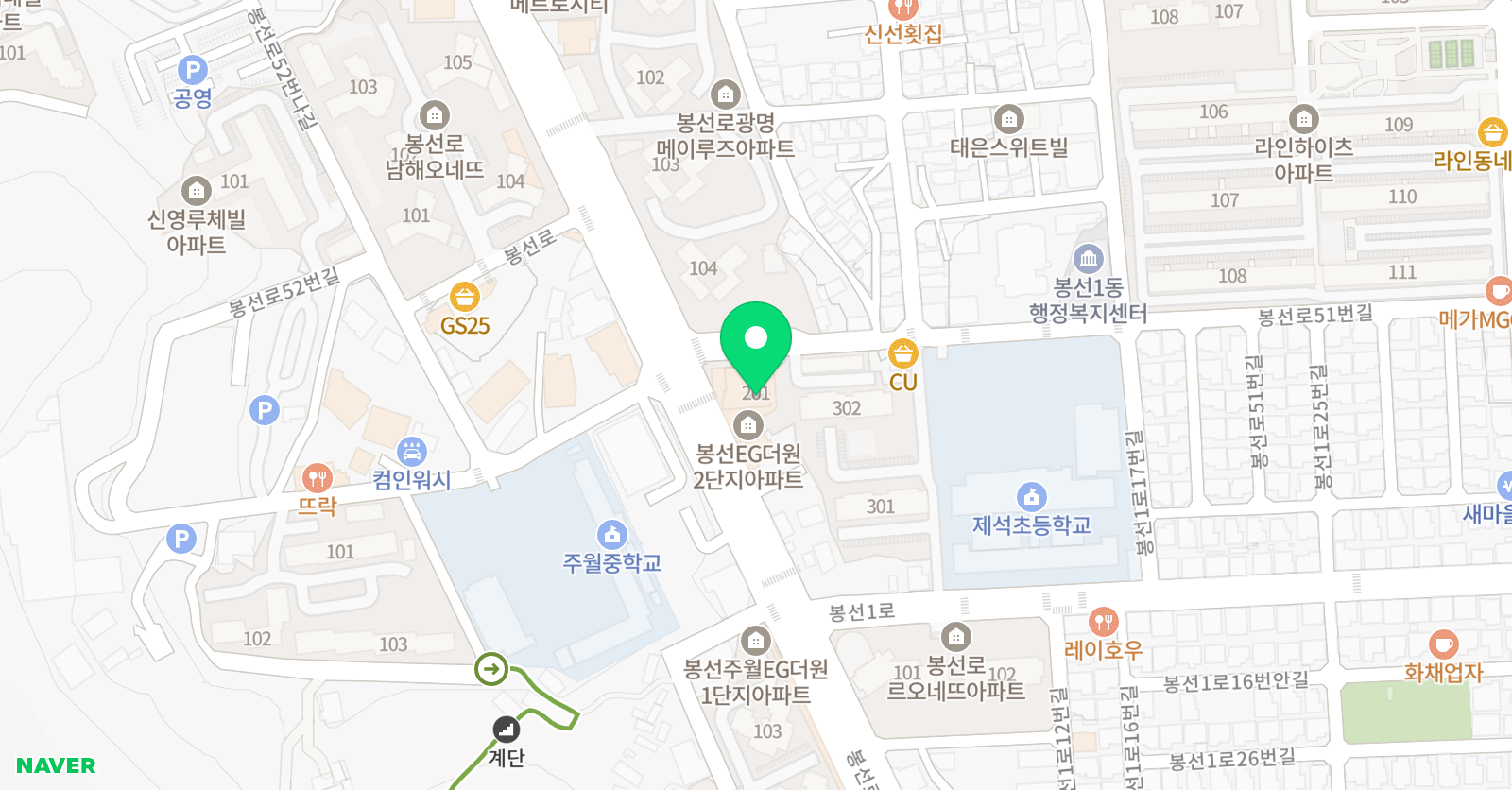 아트톡톡 미술 더하다 봉선점 위치