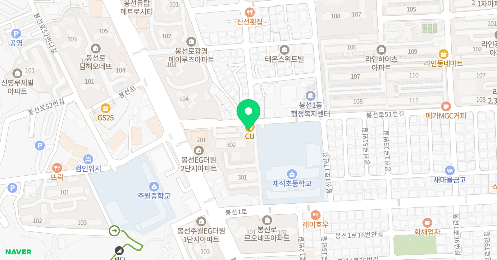 YBM잉글루 광주봉선제1캠퍼스 위치