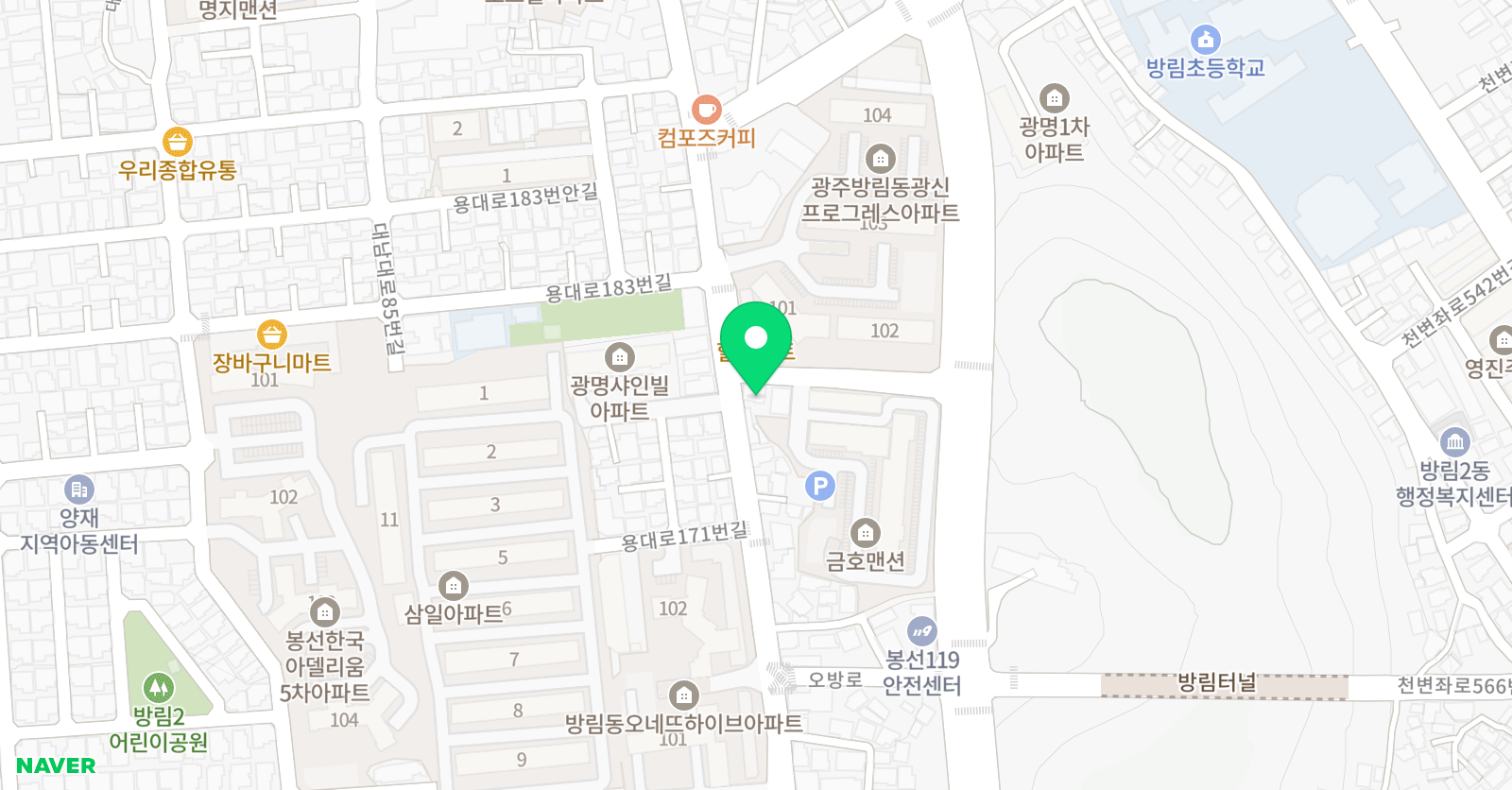 솔찬 태권도 위치