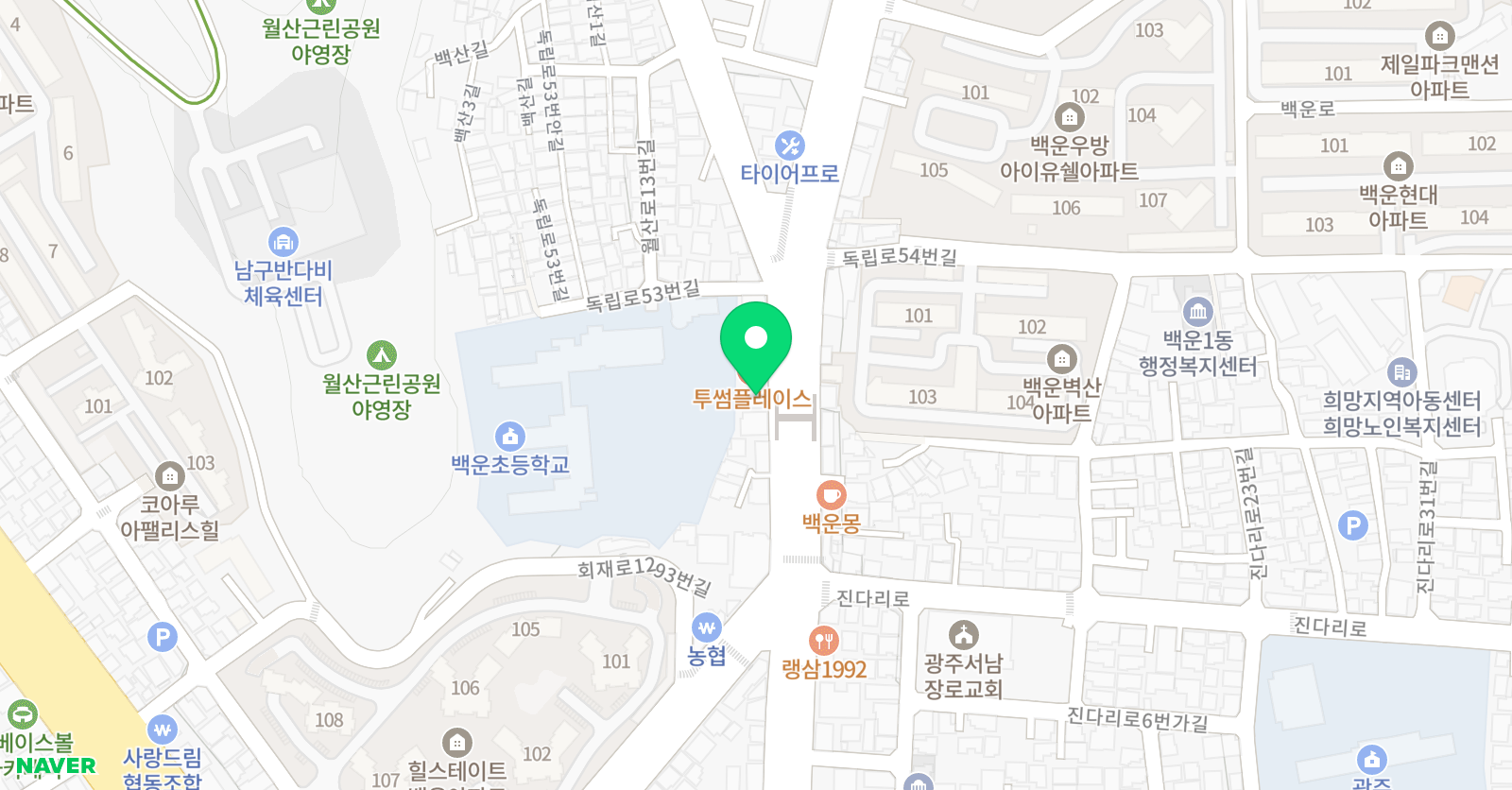 뮤엠 영어 백운점 위치