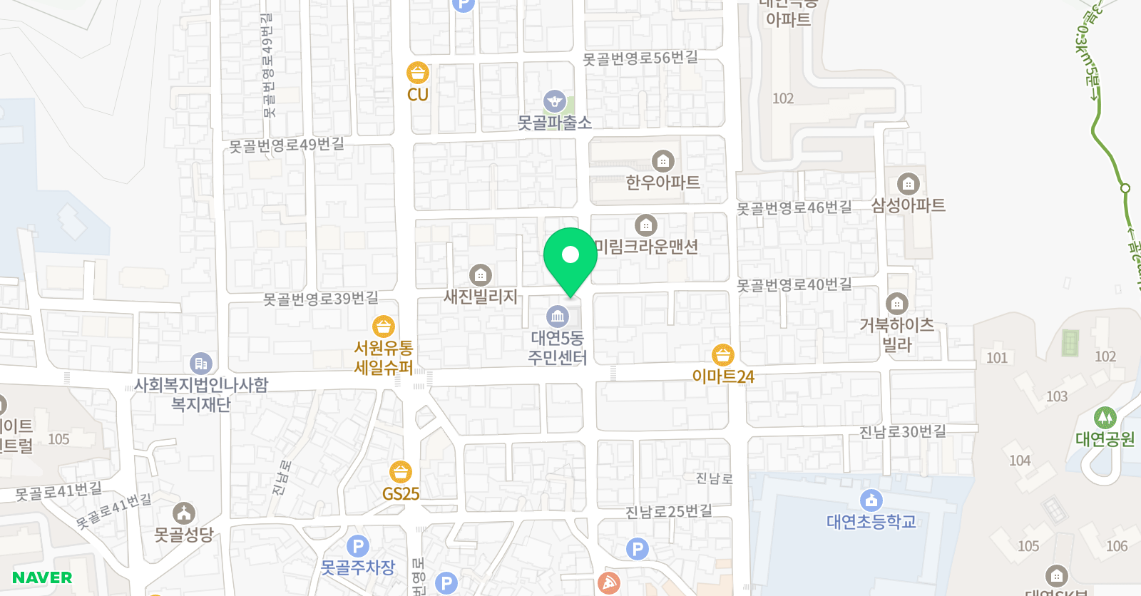 크리아트 미술학원 대연초원 위치