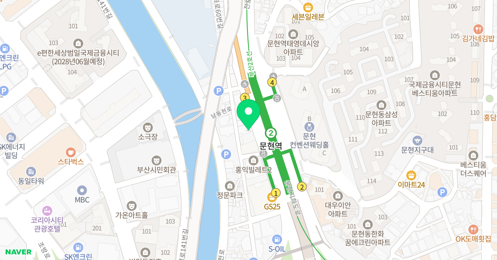 GNB 영어전문학원 문현캠퍼스 위치
