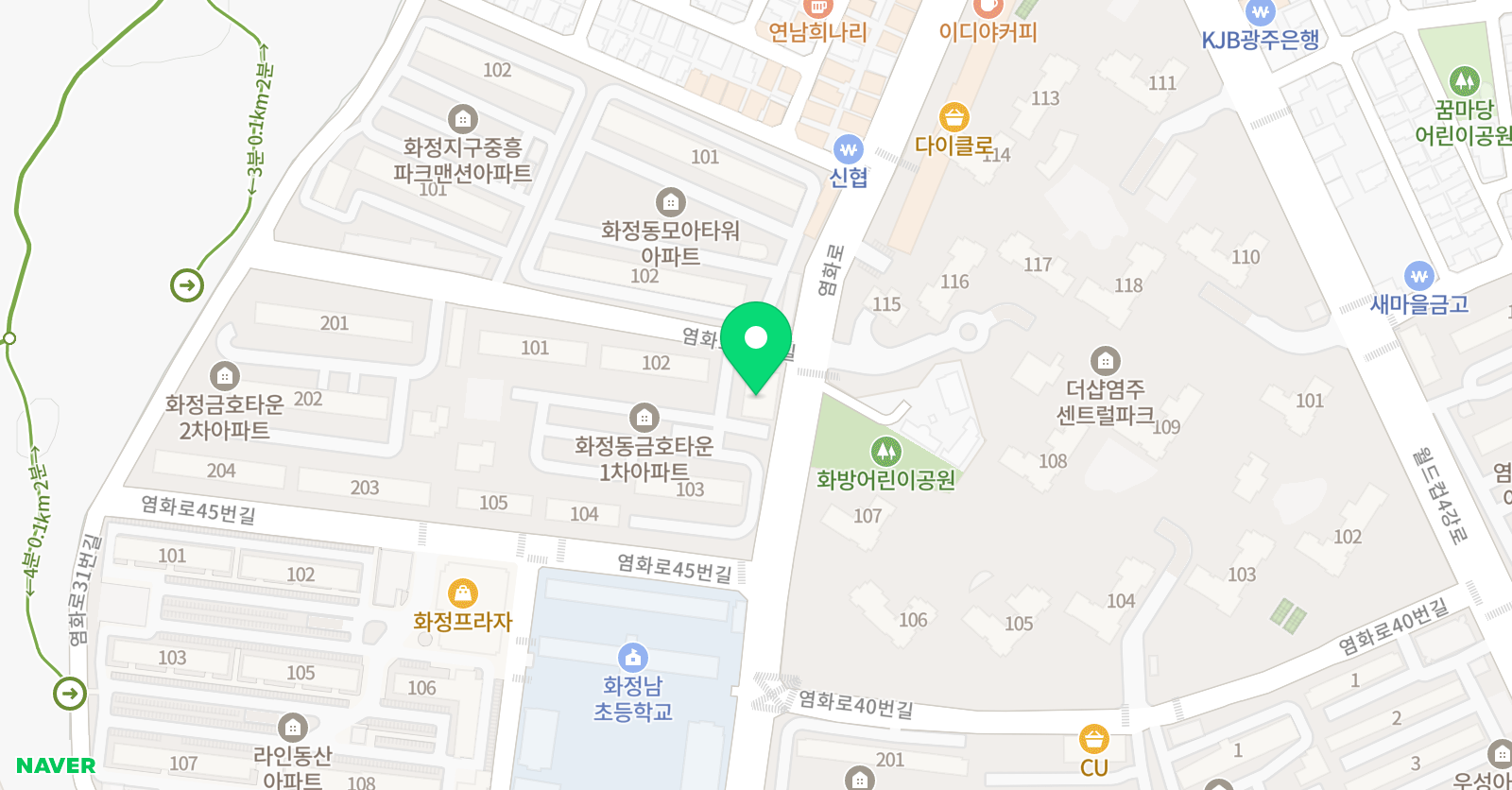 YBM 잉글루 광주염주제1캠퍼스 위치
