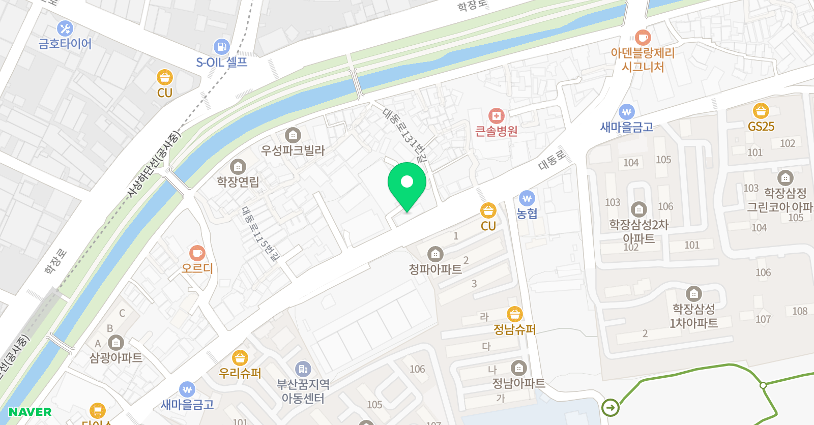 정샘 학원 위치