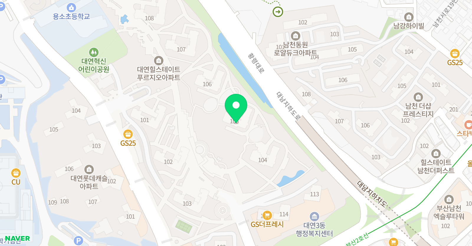 솔루니 대연혁신힐스테이트푸르지오 위치