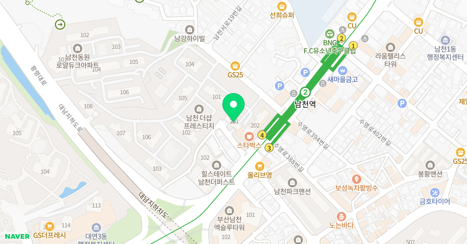 아트앤하트 남천더샵프레스티지 교육원 위치