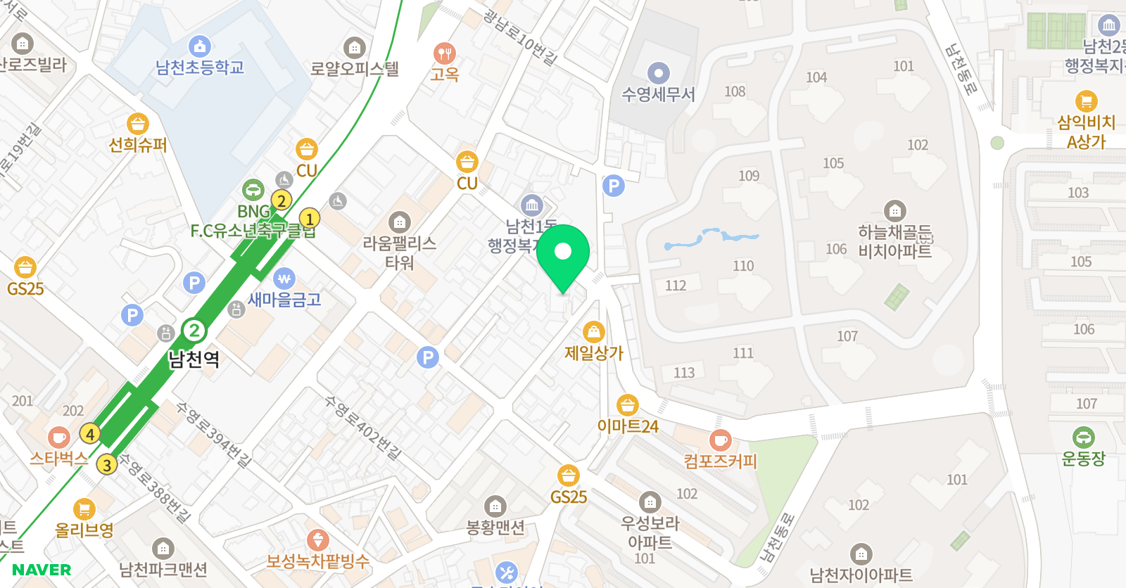 팁탑과수홈학원 위치
