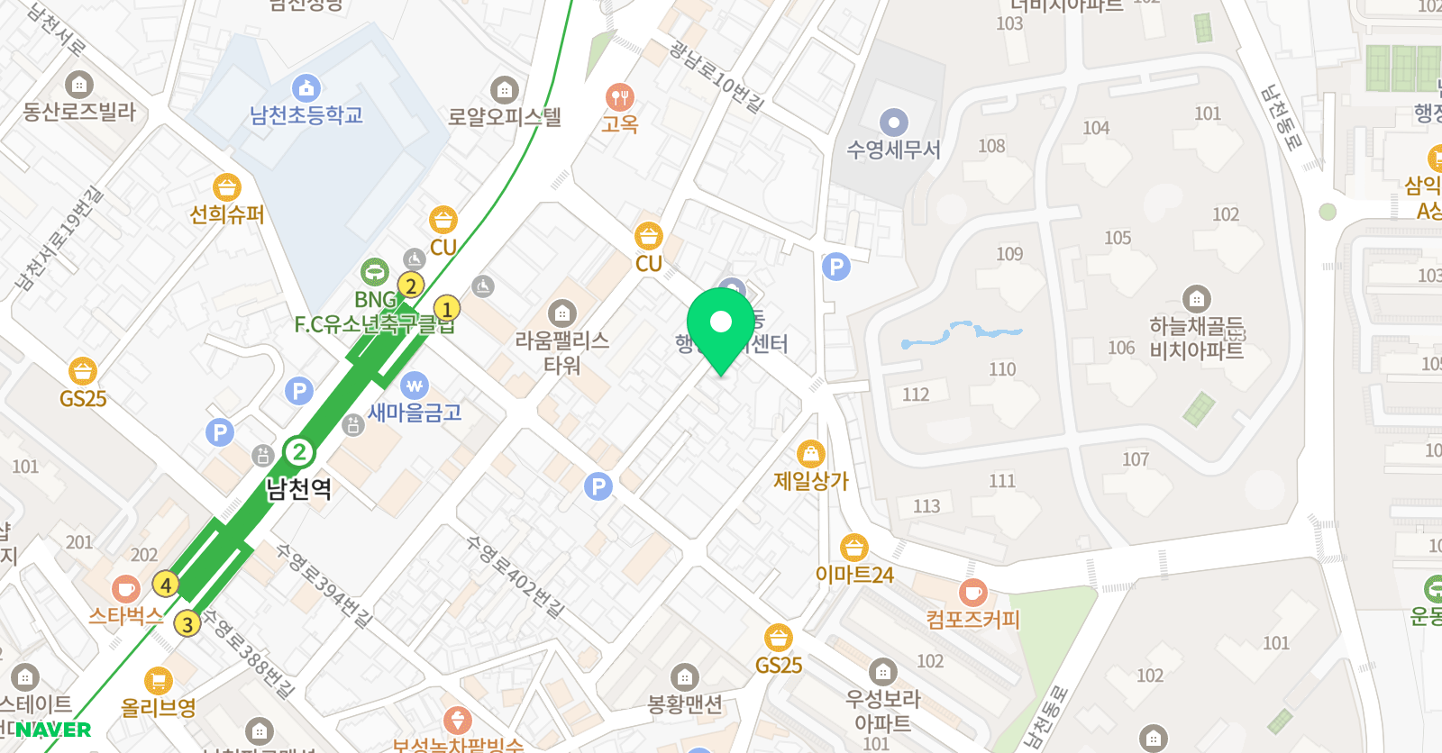 디랩코딩 남천학원 위치