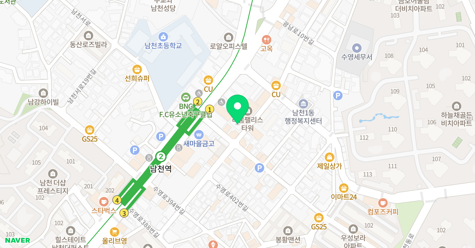 생각하는황소 남천학원 위치