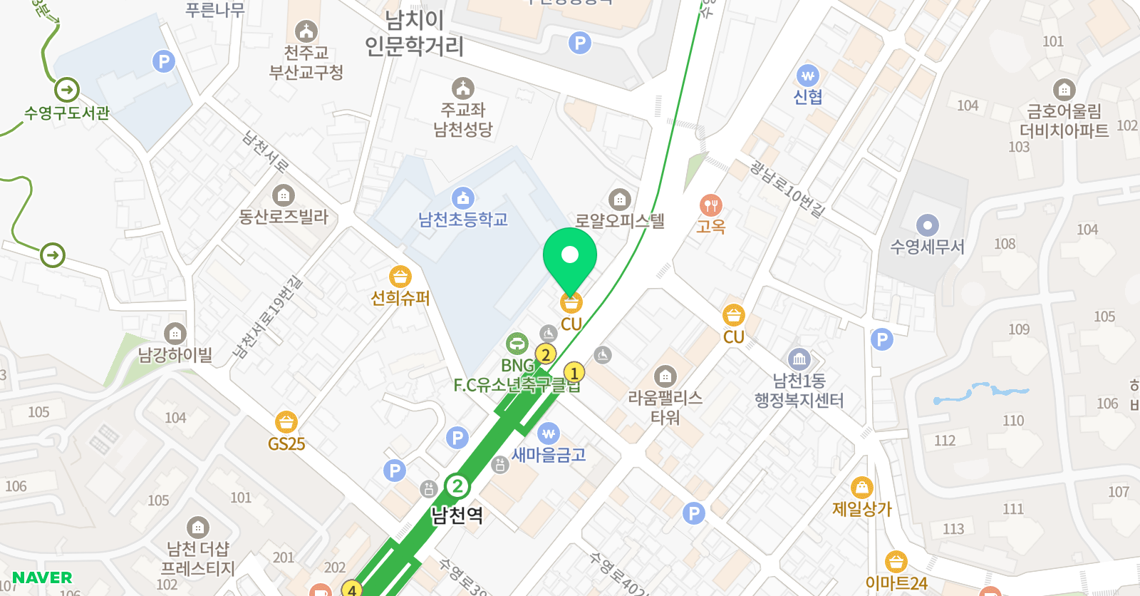 리드인 남천원 위치