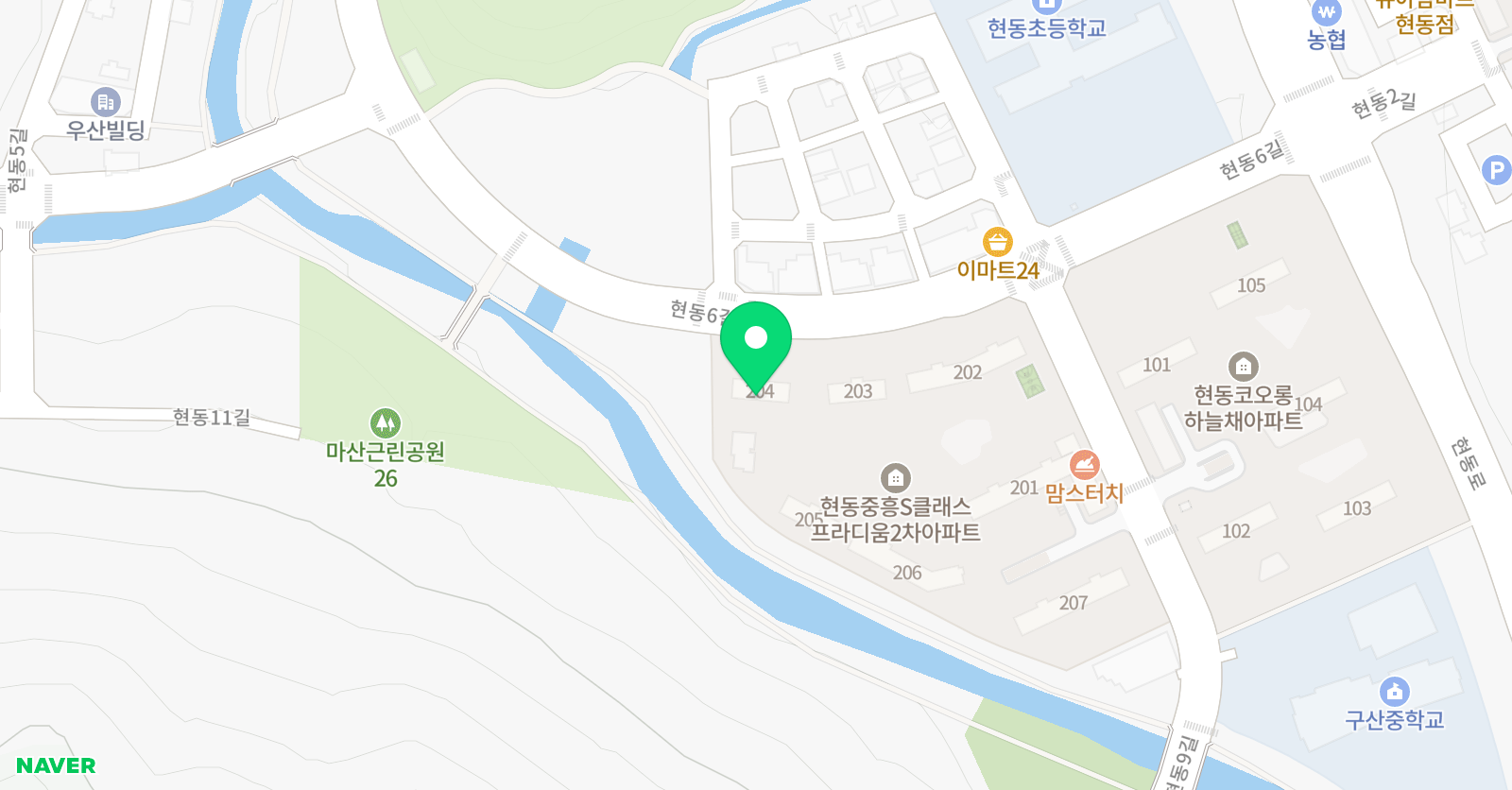 윤선생 우리집앞 영어교실 현동중흥2차점 위치