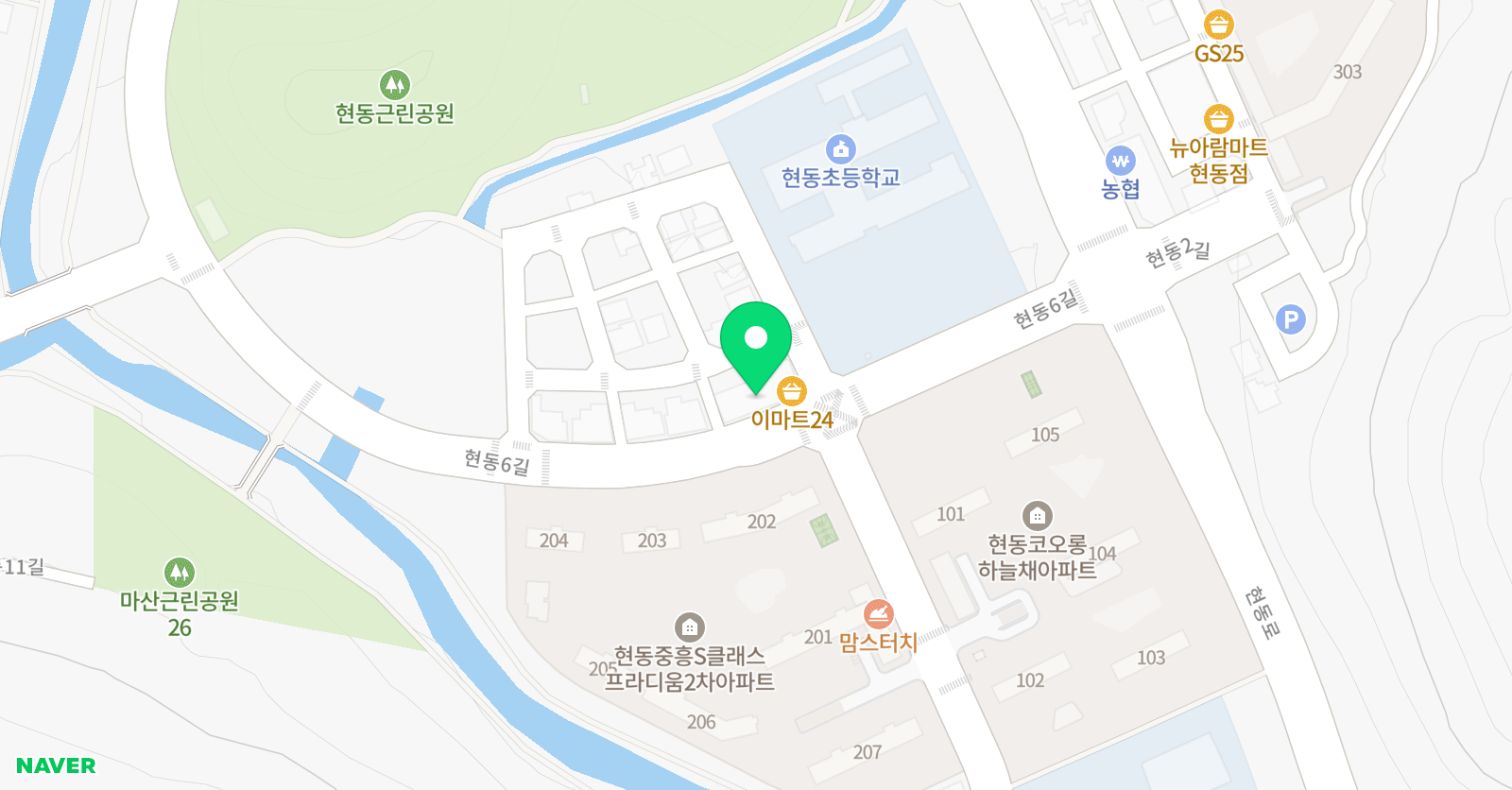 쎈수학러닝센터 현동학원 위치