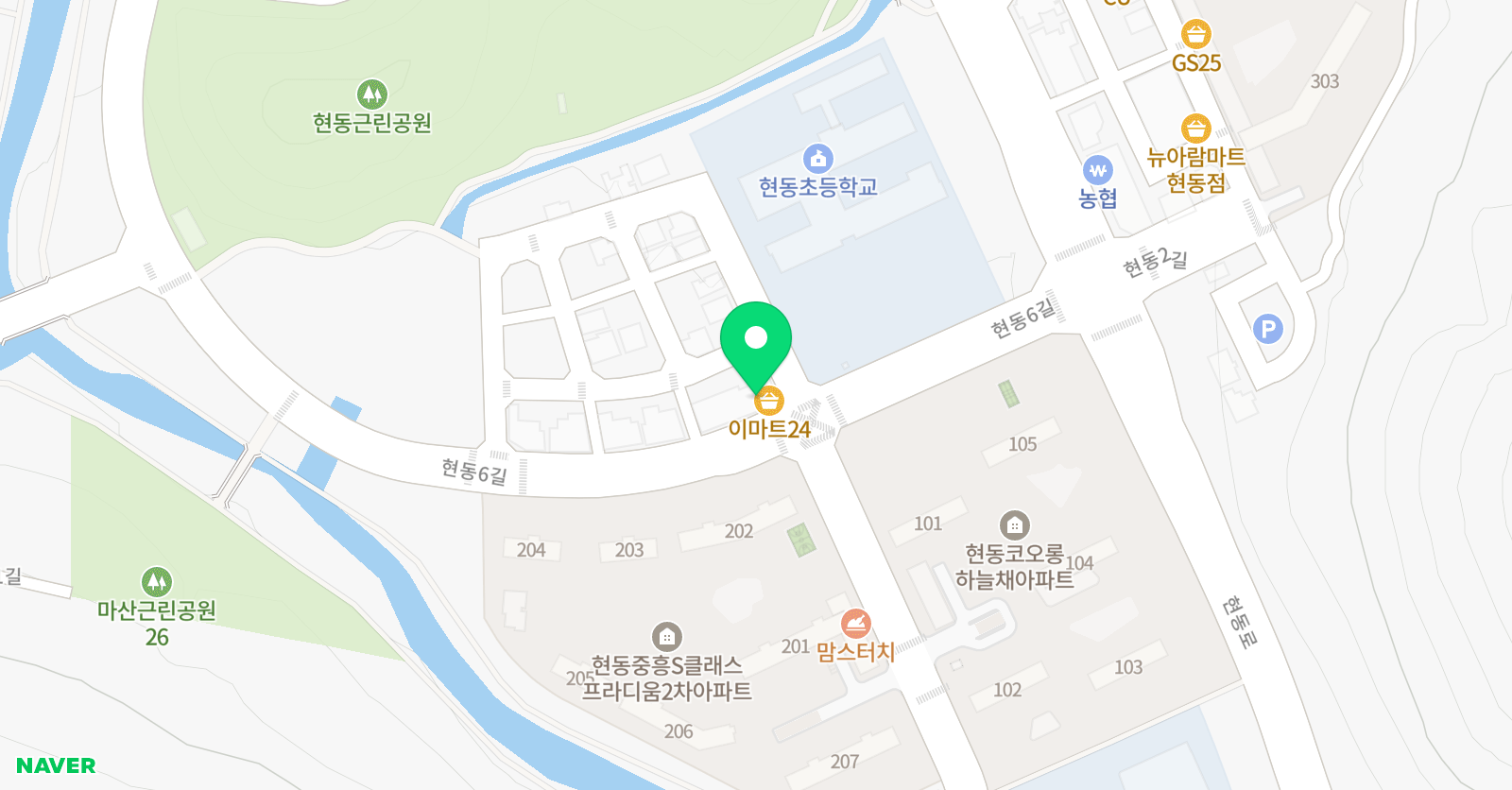 삼성 영어 현동이앤탑 학원 위치