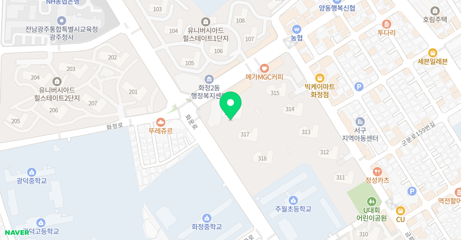 아소비 광주화정힐스테이트점 위치