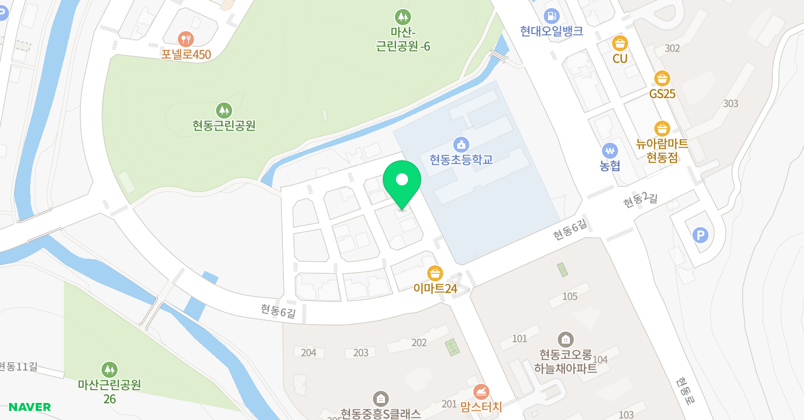 뮤엠 영어 마산현동점 위치