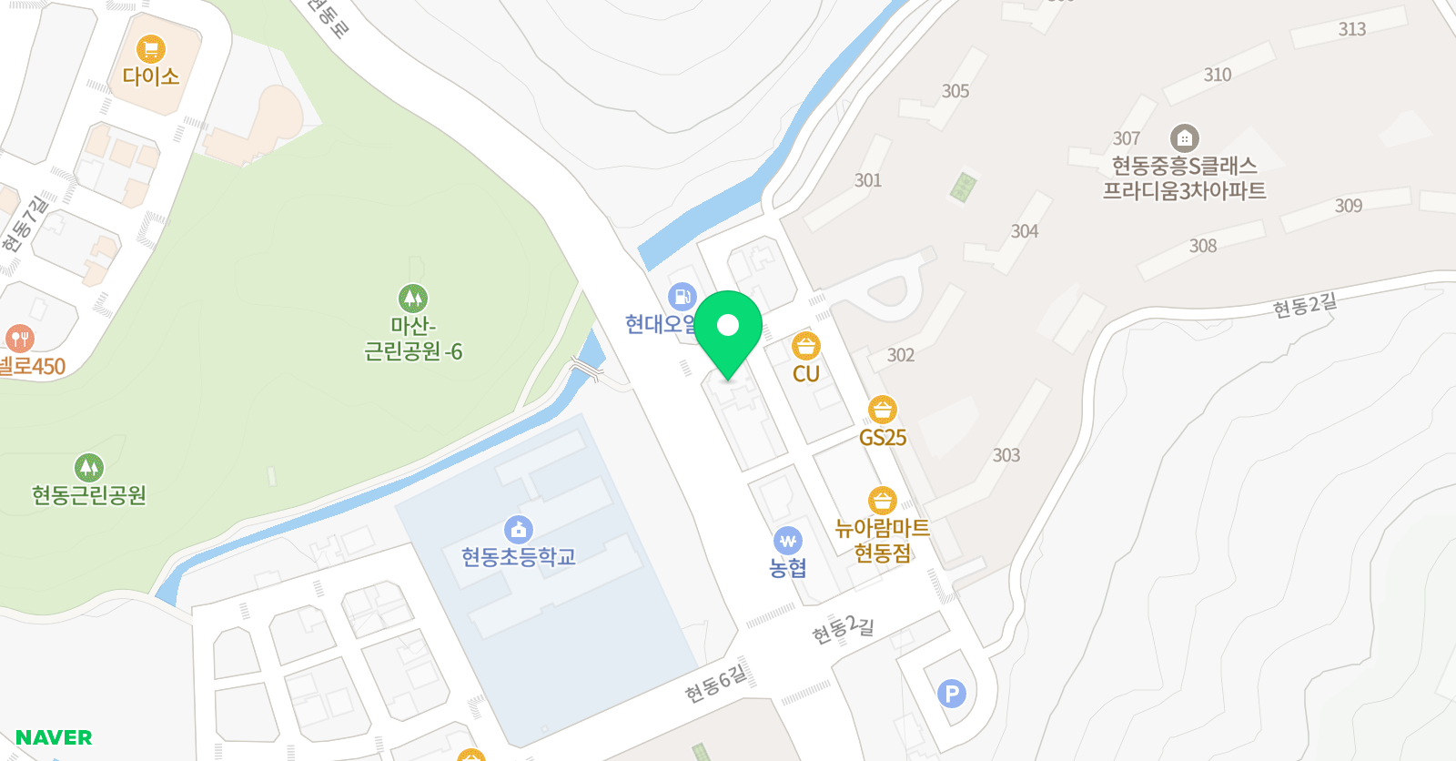 현동팬그램 온어학원 위치