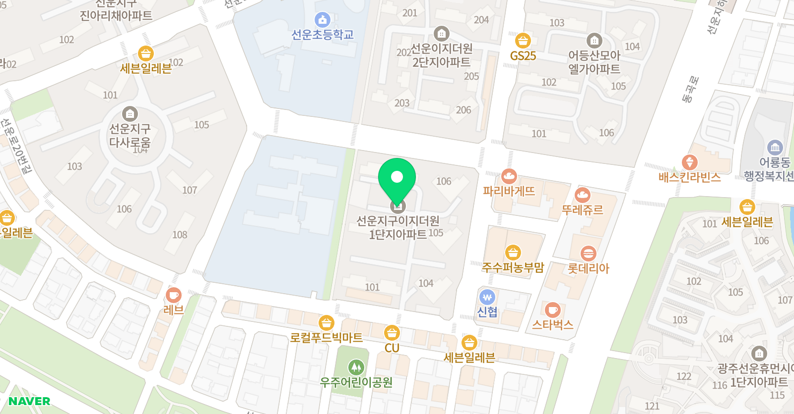 아소비 광주선운이지더원점 위치