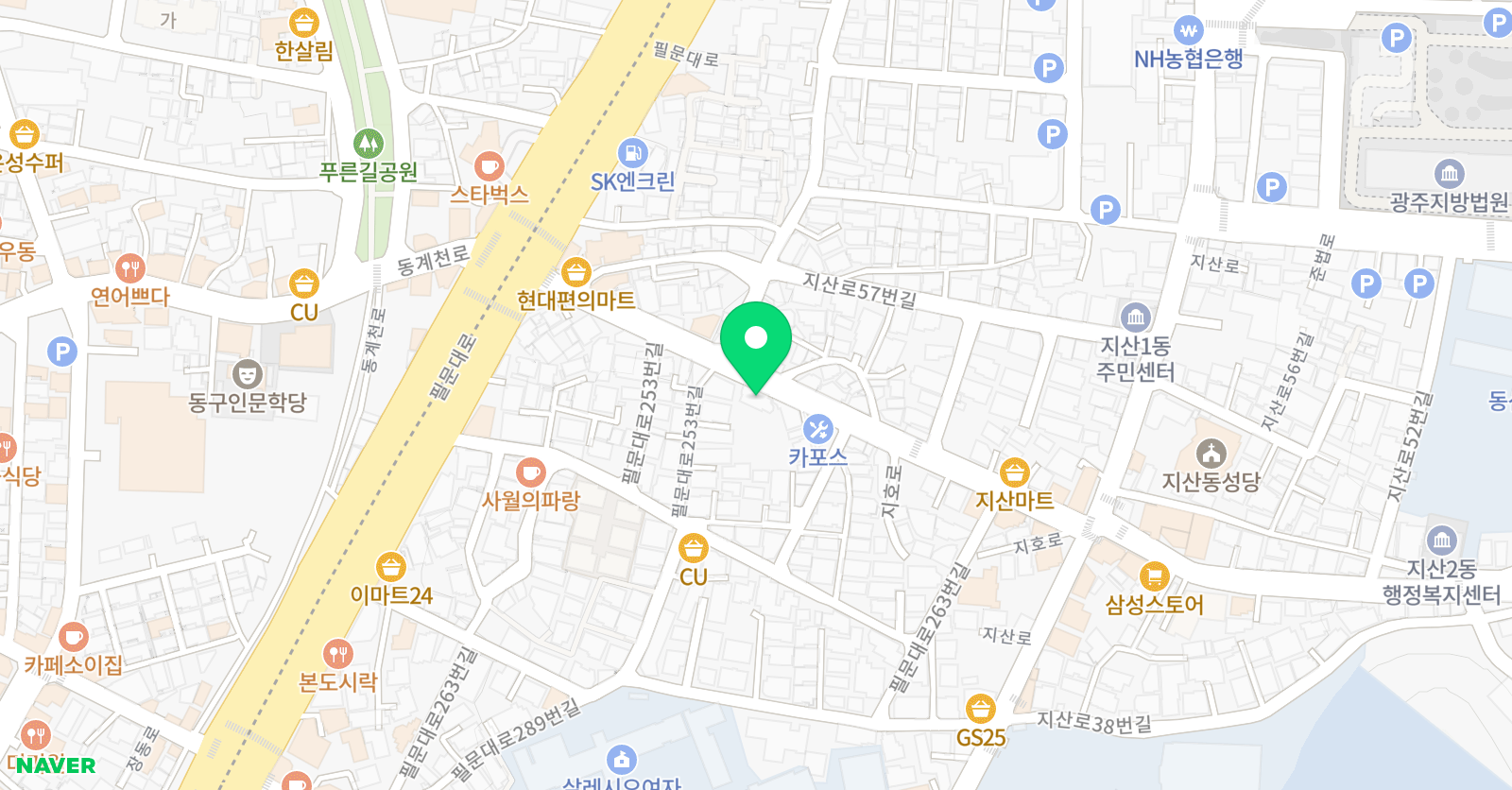 지산한길 수학 지산점 위치