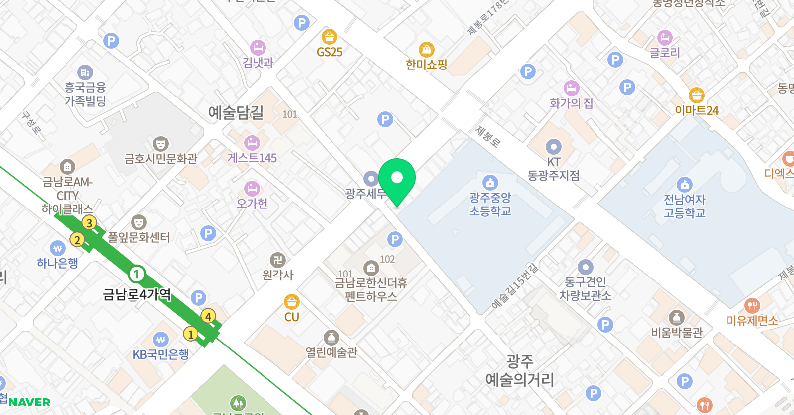 B5S뮤직댄스아카데미 광주점 위치