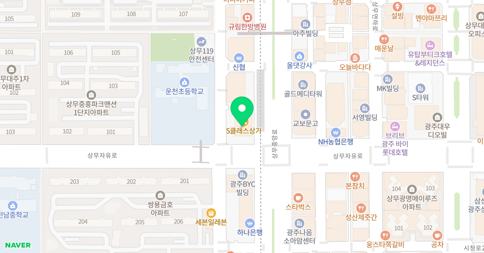 이형탁 영어학원 상무1호점 위치