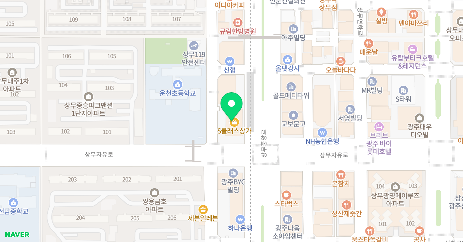지혜의숲 상무점 위치
