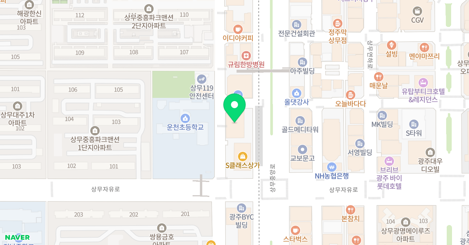 스위밍차일드 상무점 위치