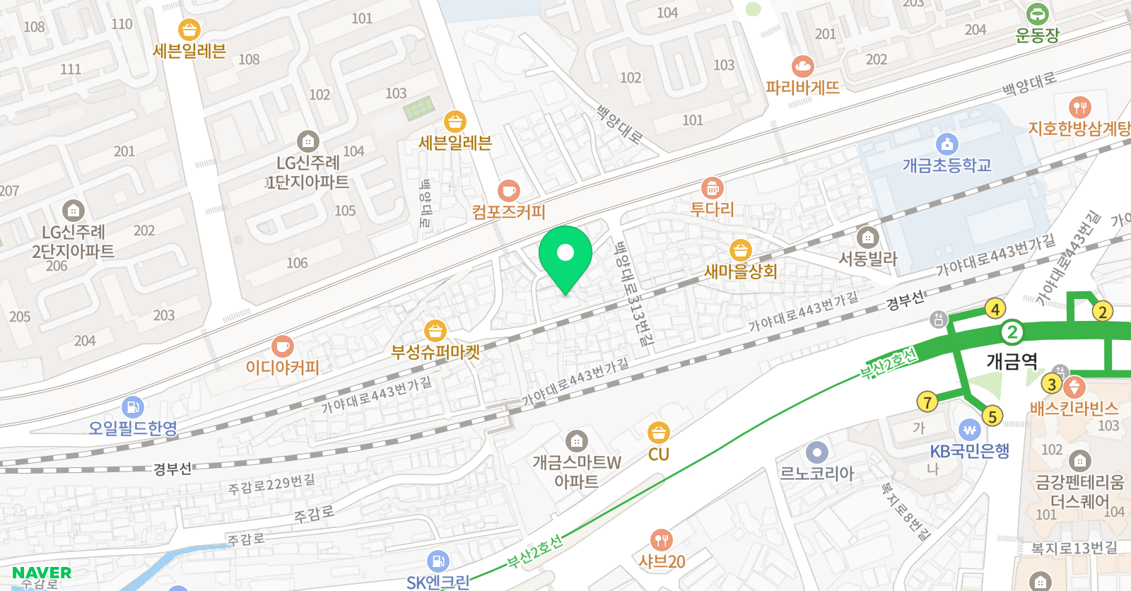 오르다샘앤클래스 학원 개금 위치