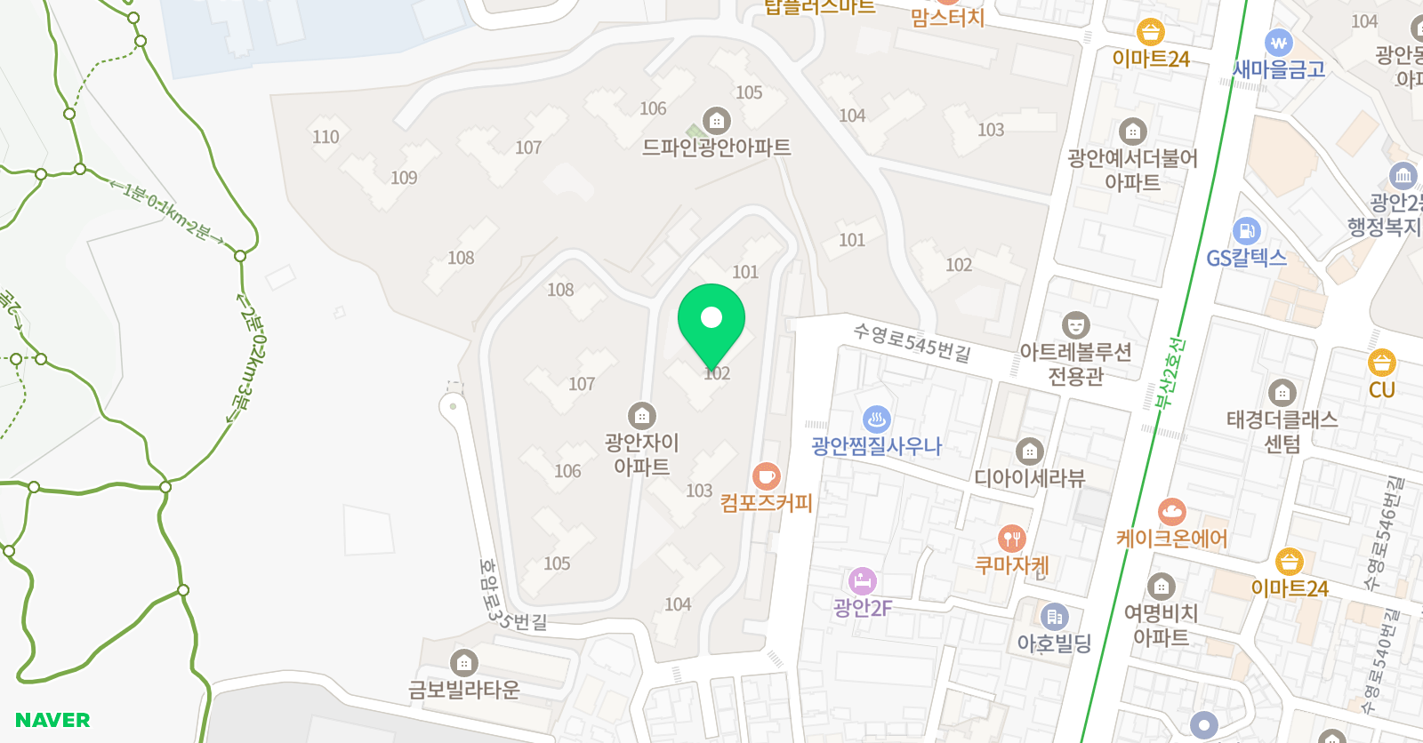 아소비 부산광안3점 위치