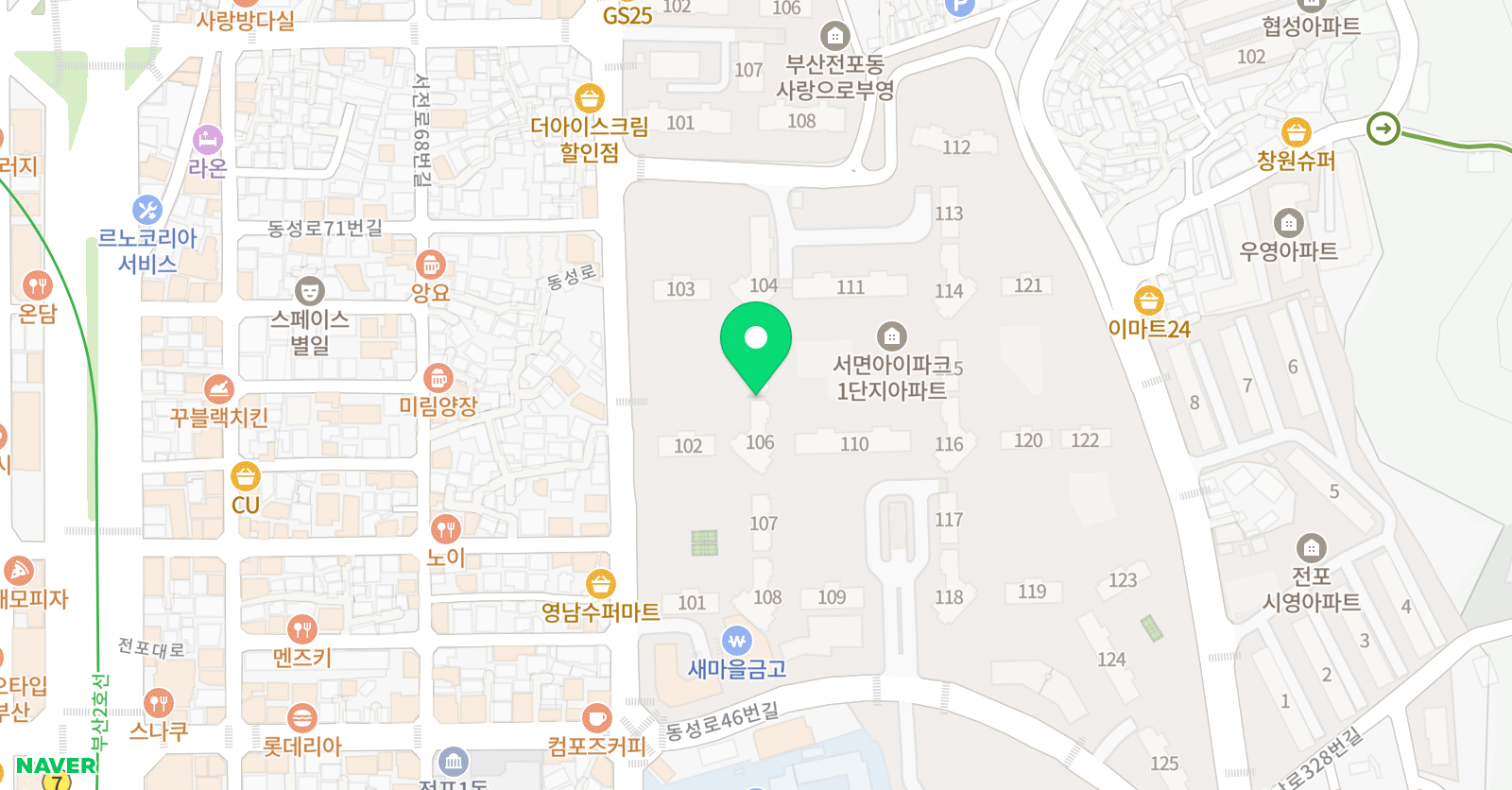 스마트해법수학 서면아이파크105동점 위치
