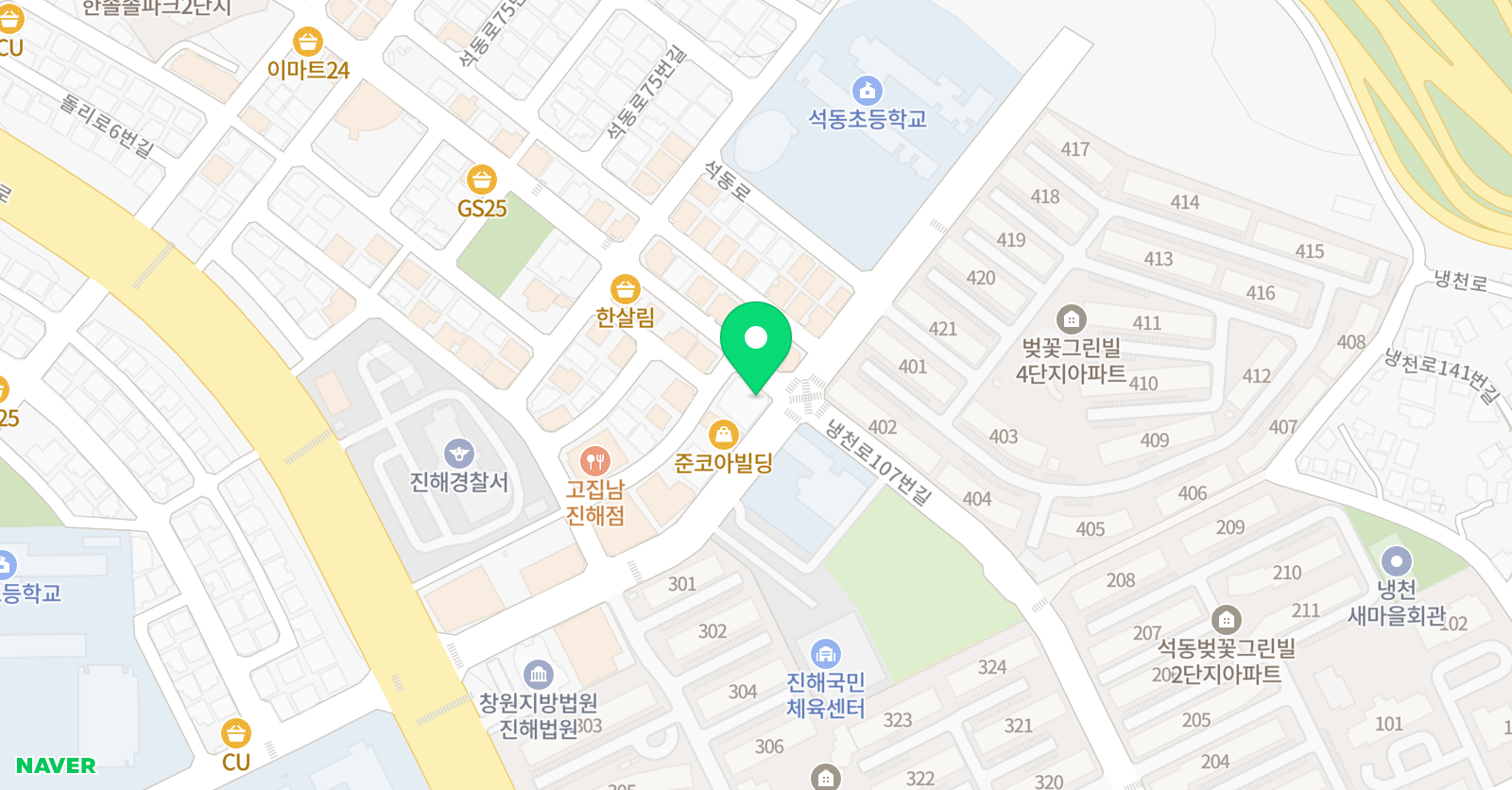지앤비 영어전문학원 동부캠퍼스 위치