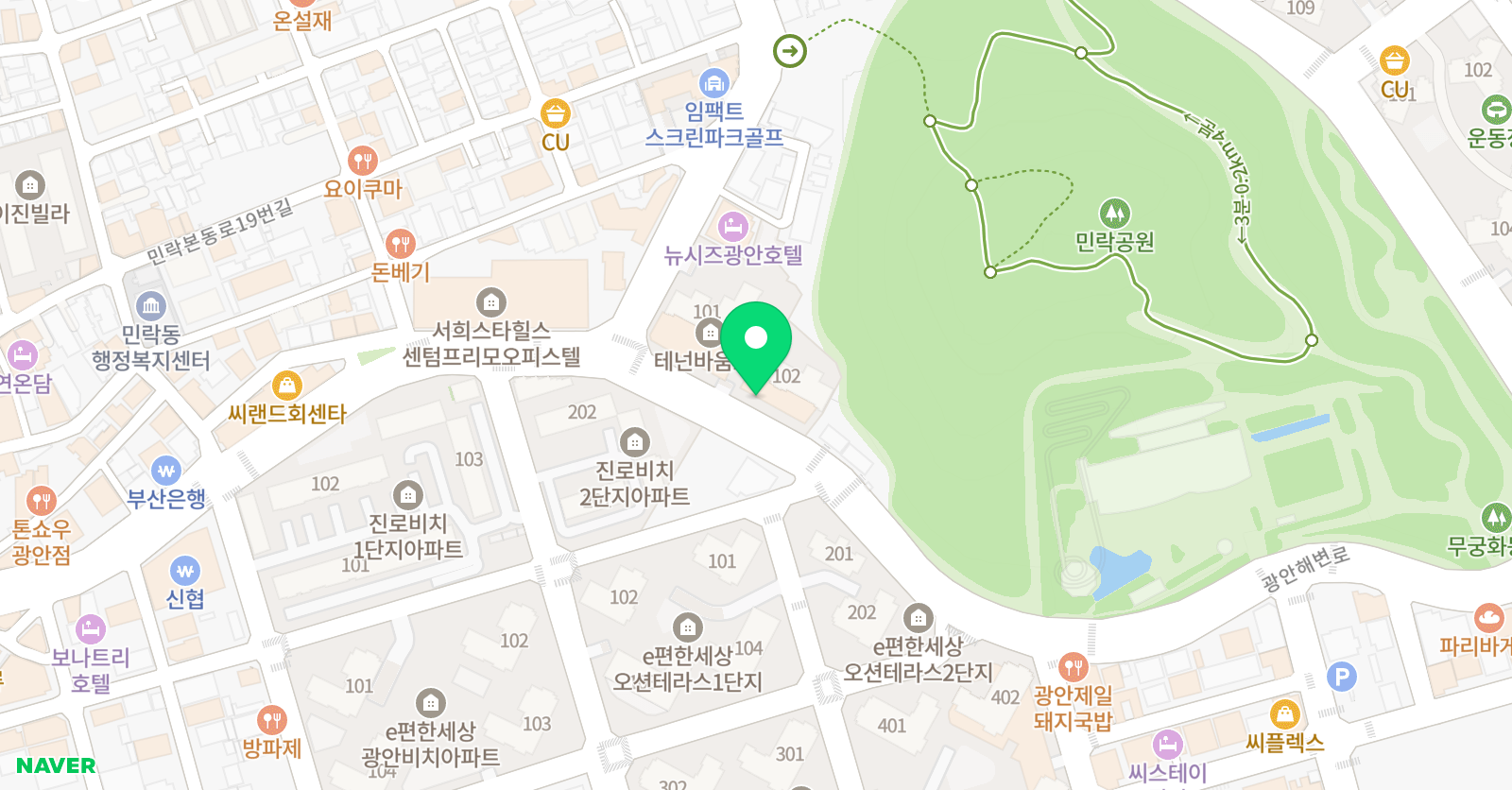 아트크레오 부산민락클래스 위치