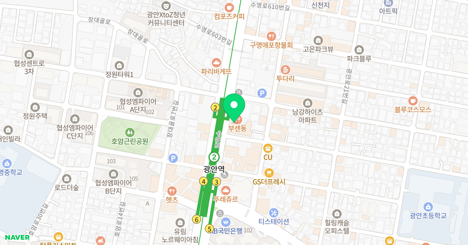 청담 어학원 광안브랜치 위치