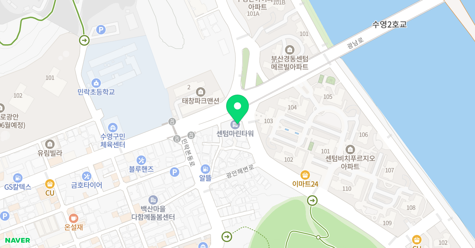 트리니티 태권도 민락도장 위치