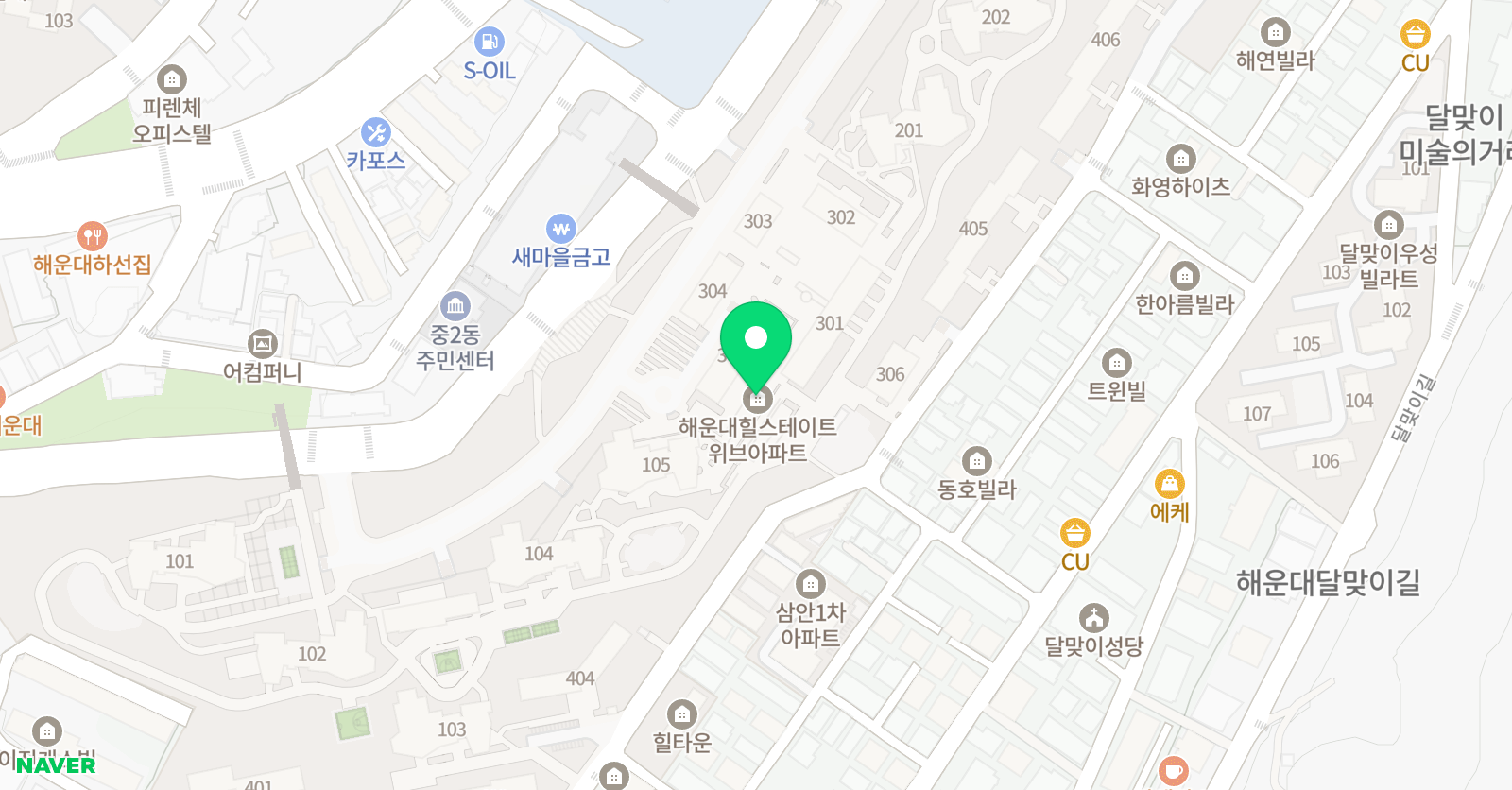 크리아트 해운대힐스테이트위브원 위치