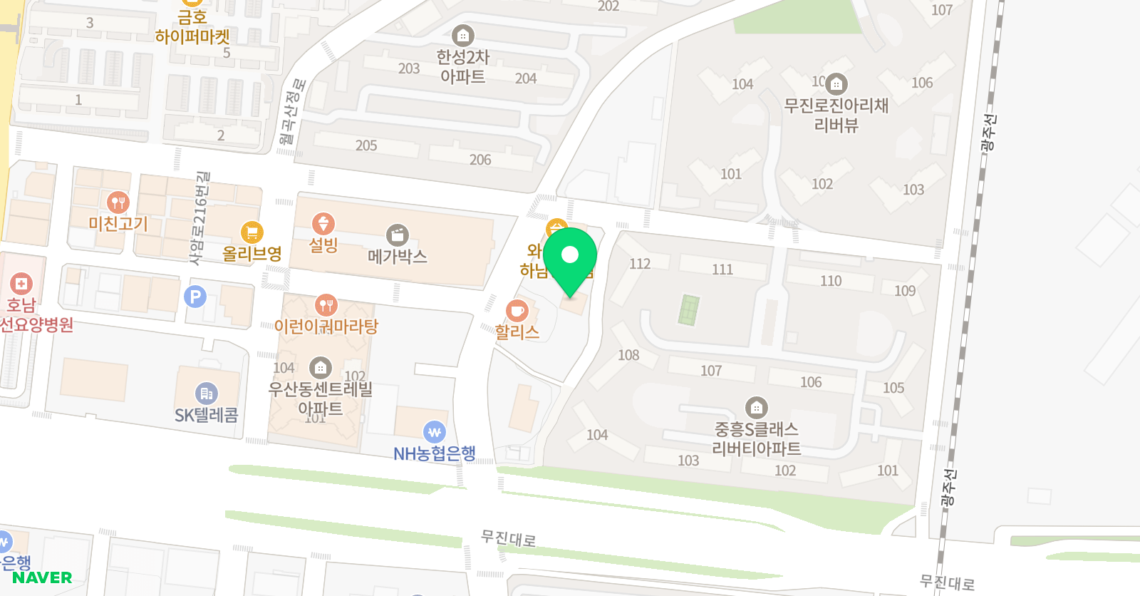 ybm 리딩클럽 영어수학학원 우산점 위치