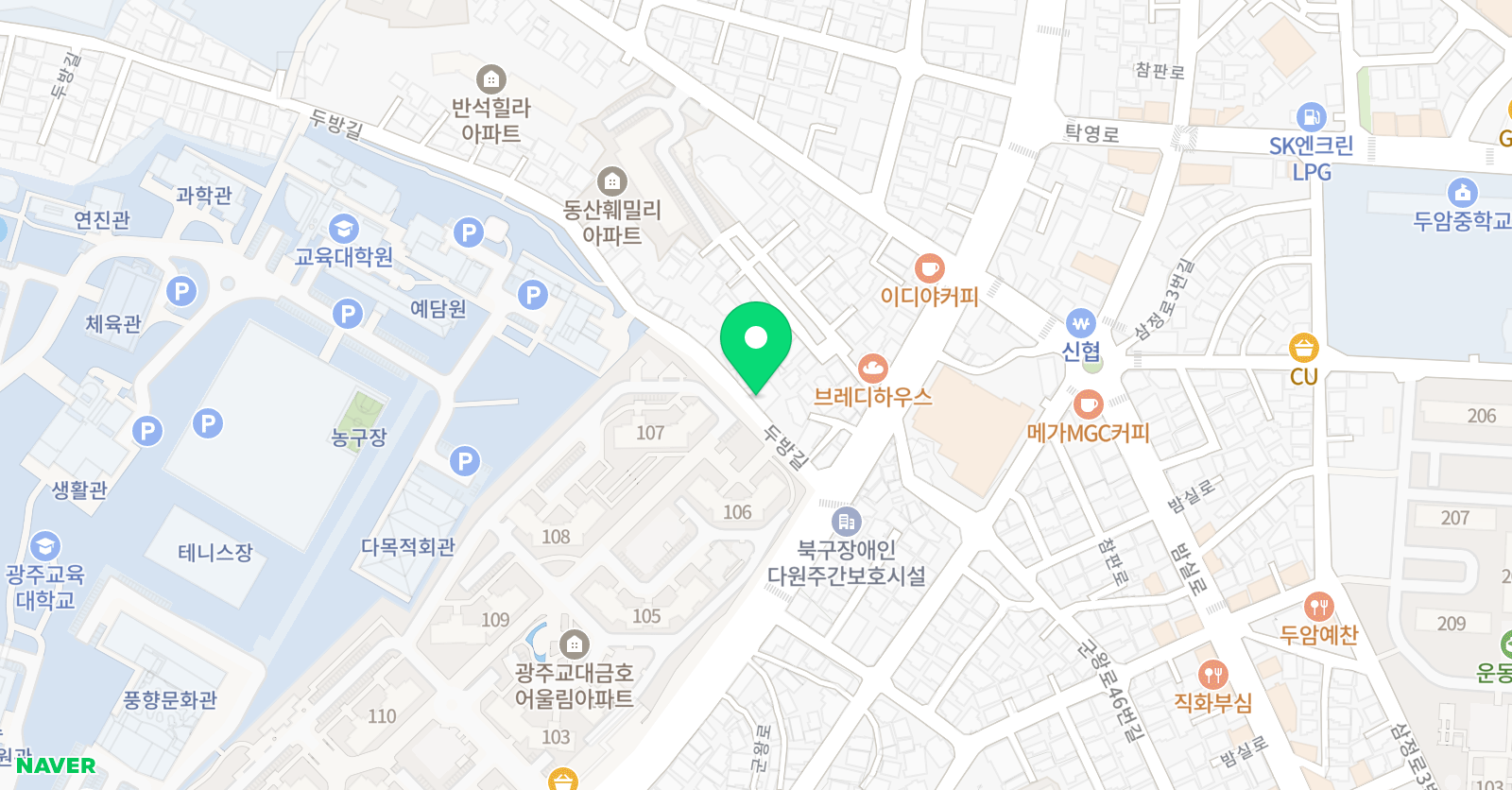 뮤엠 영어 풍향점 위치