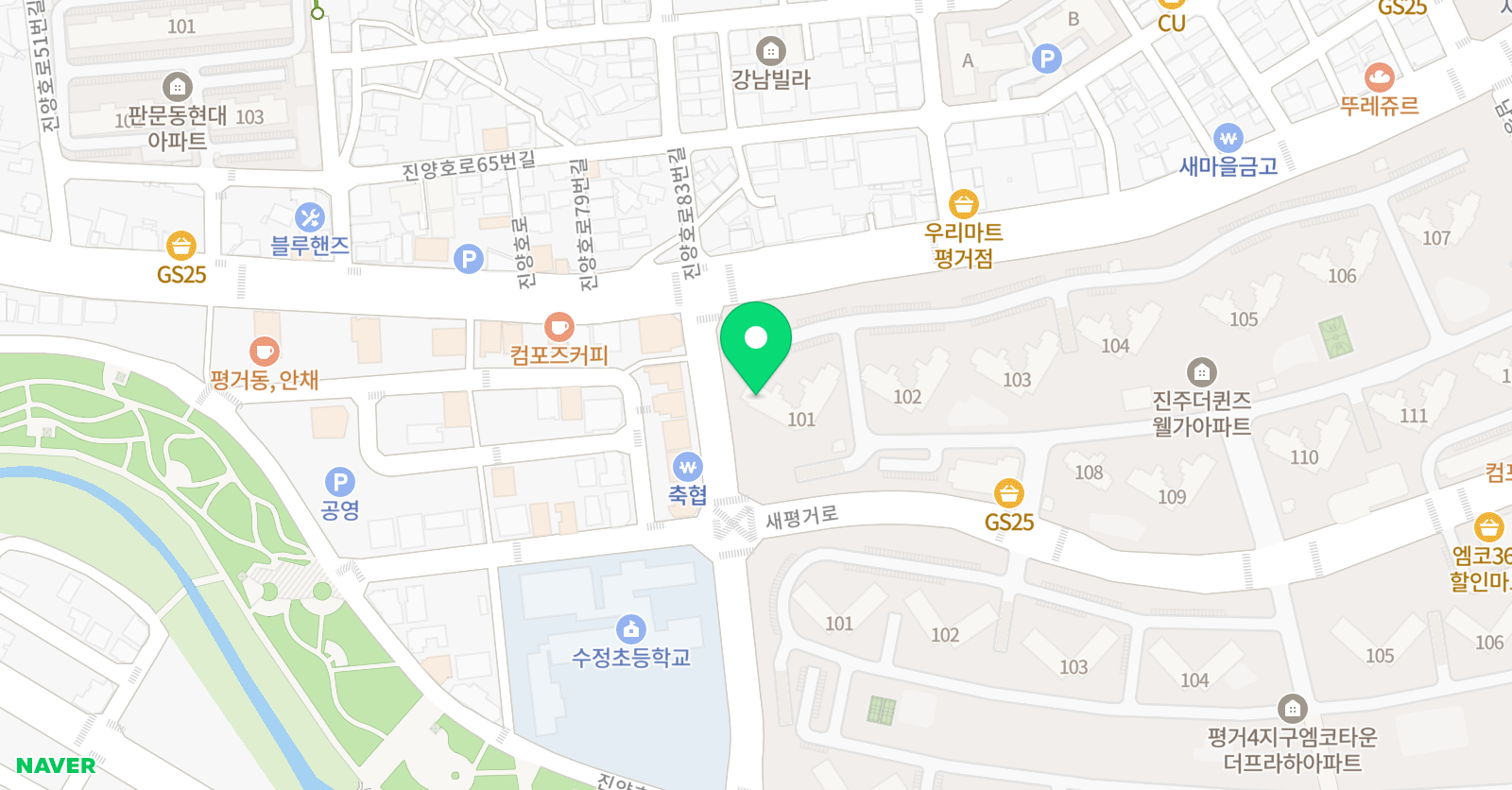 빨간펜 수학의달인 진주평거더퀸즈웰가점 위치