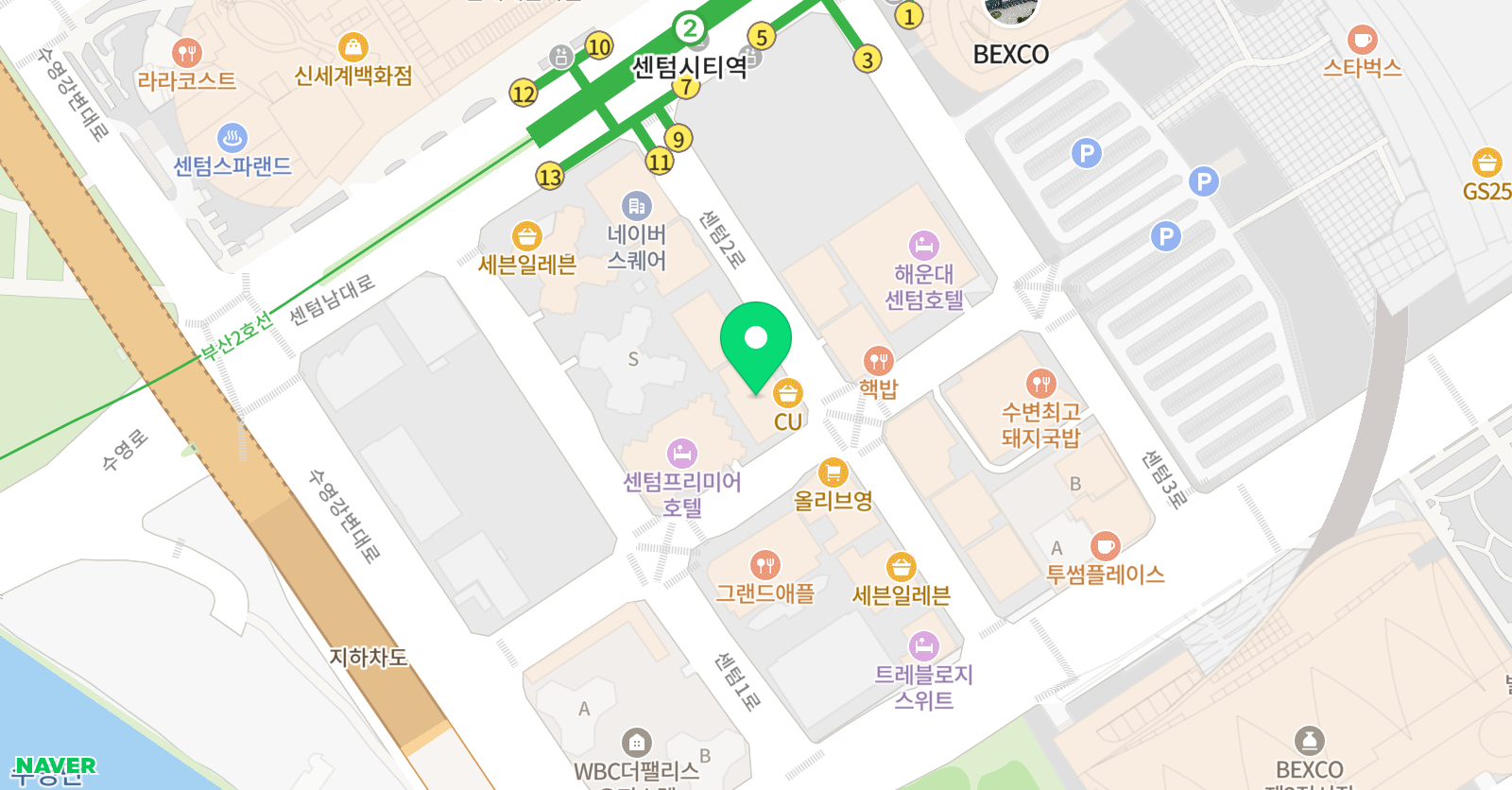 생각하는황소 센텀2관 학원 위치