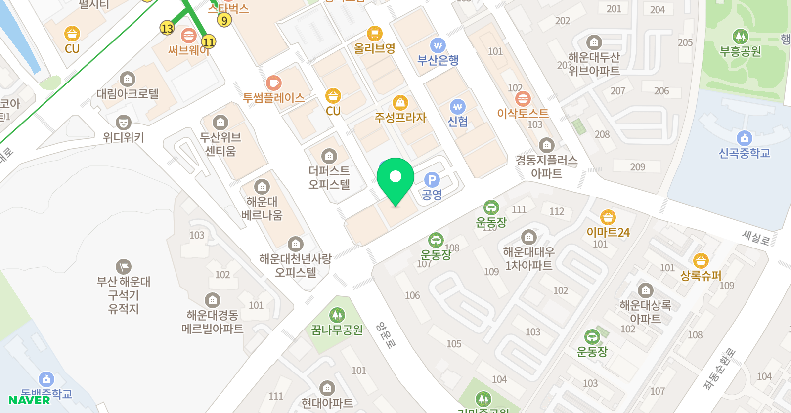 히어로 아카데미 체육학원 해운대점 위치