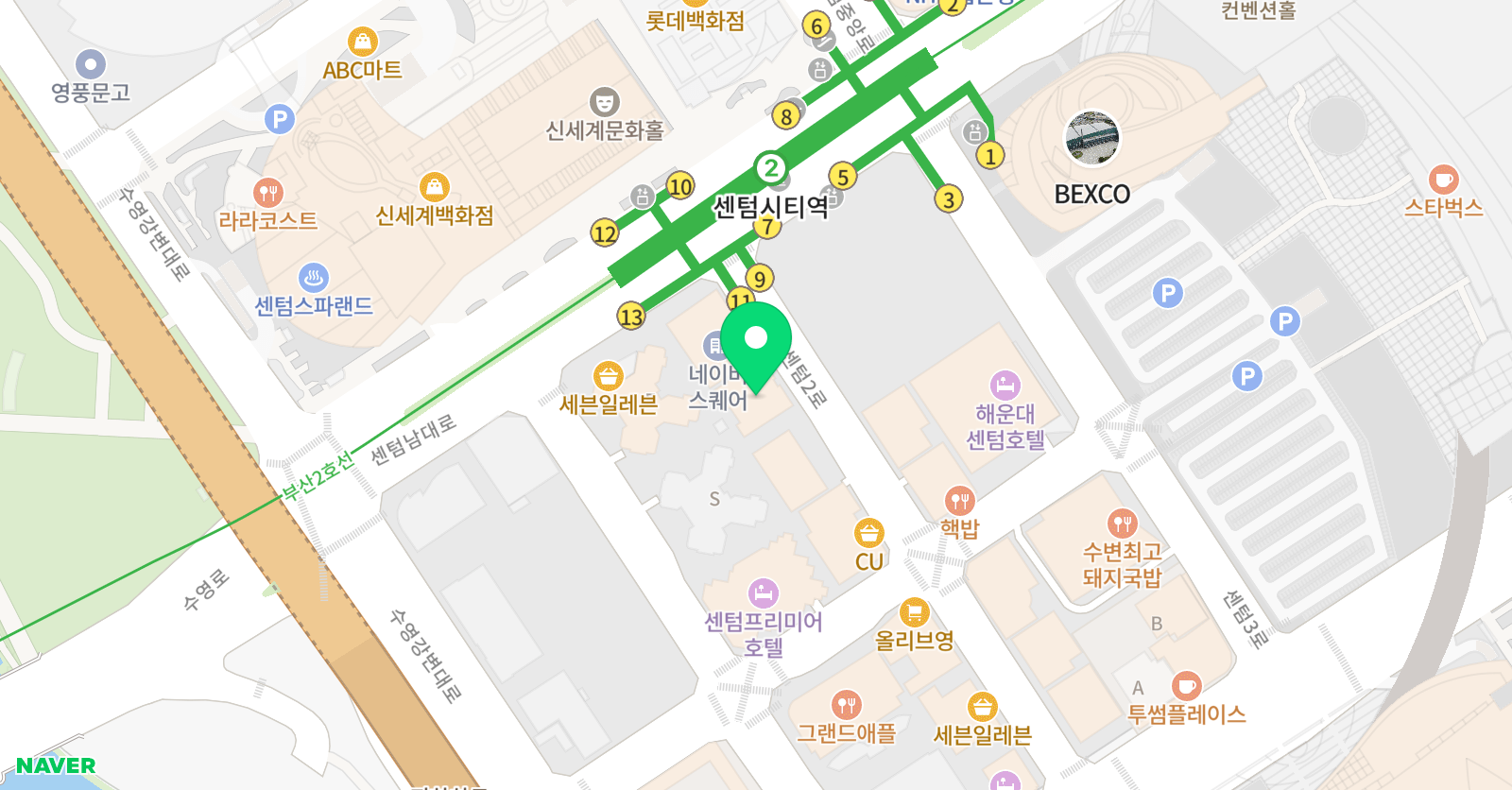 J&P 어린이수영장 센텀마린점 위치