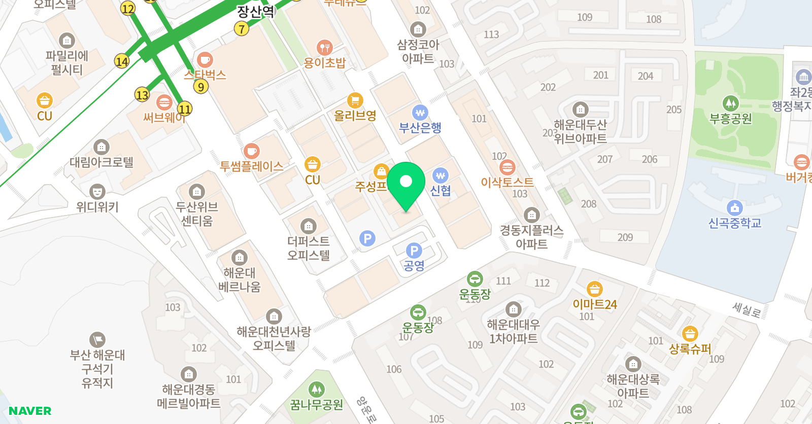 부산뮤직실용음악학원 해운대점 위치
