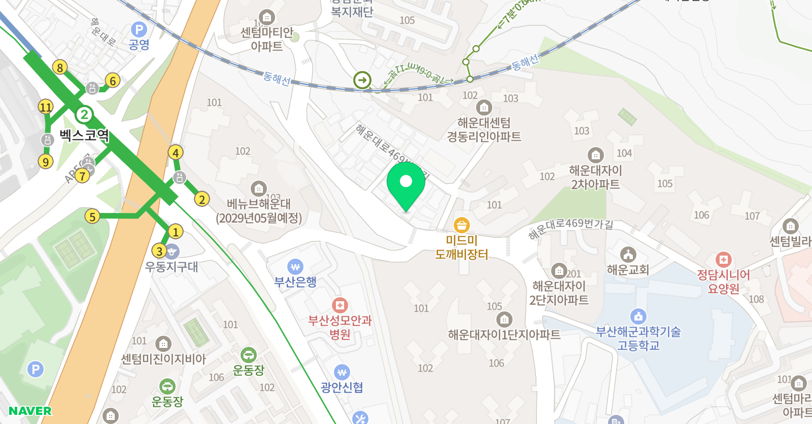 해운대자이 태권도 위치