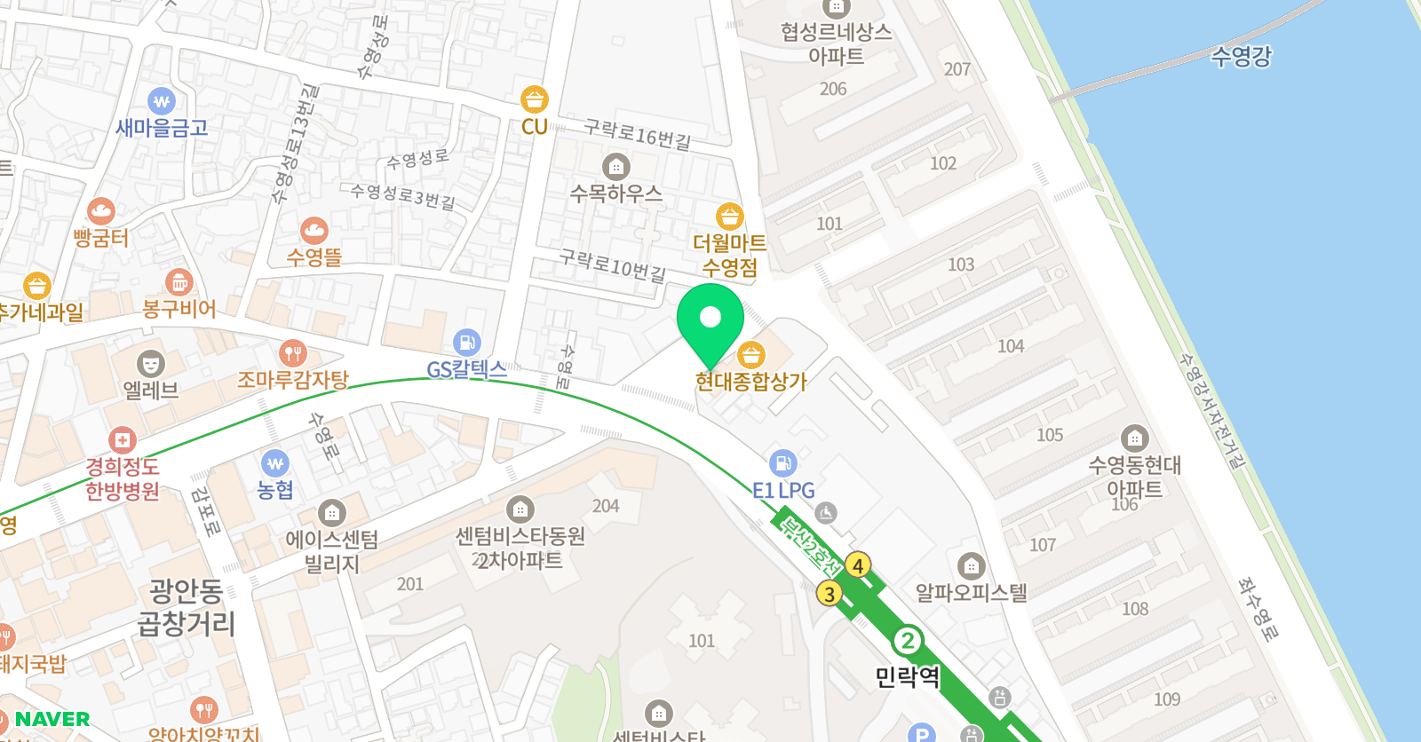 현대 태권도 위치