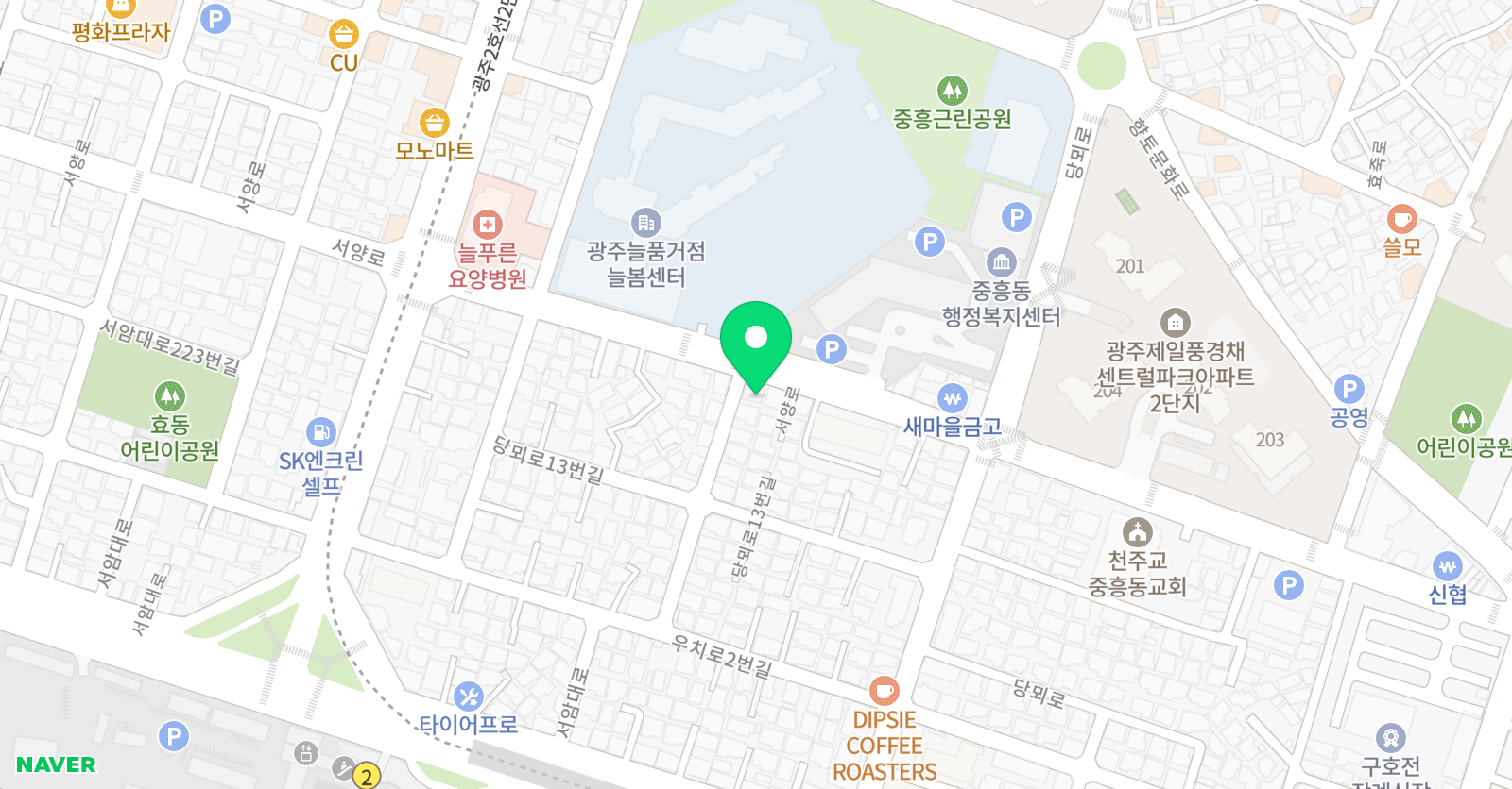 뮤엠 영어학원 효동점 위치