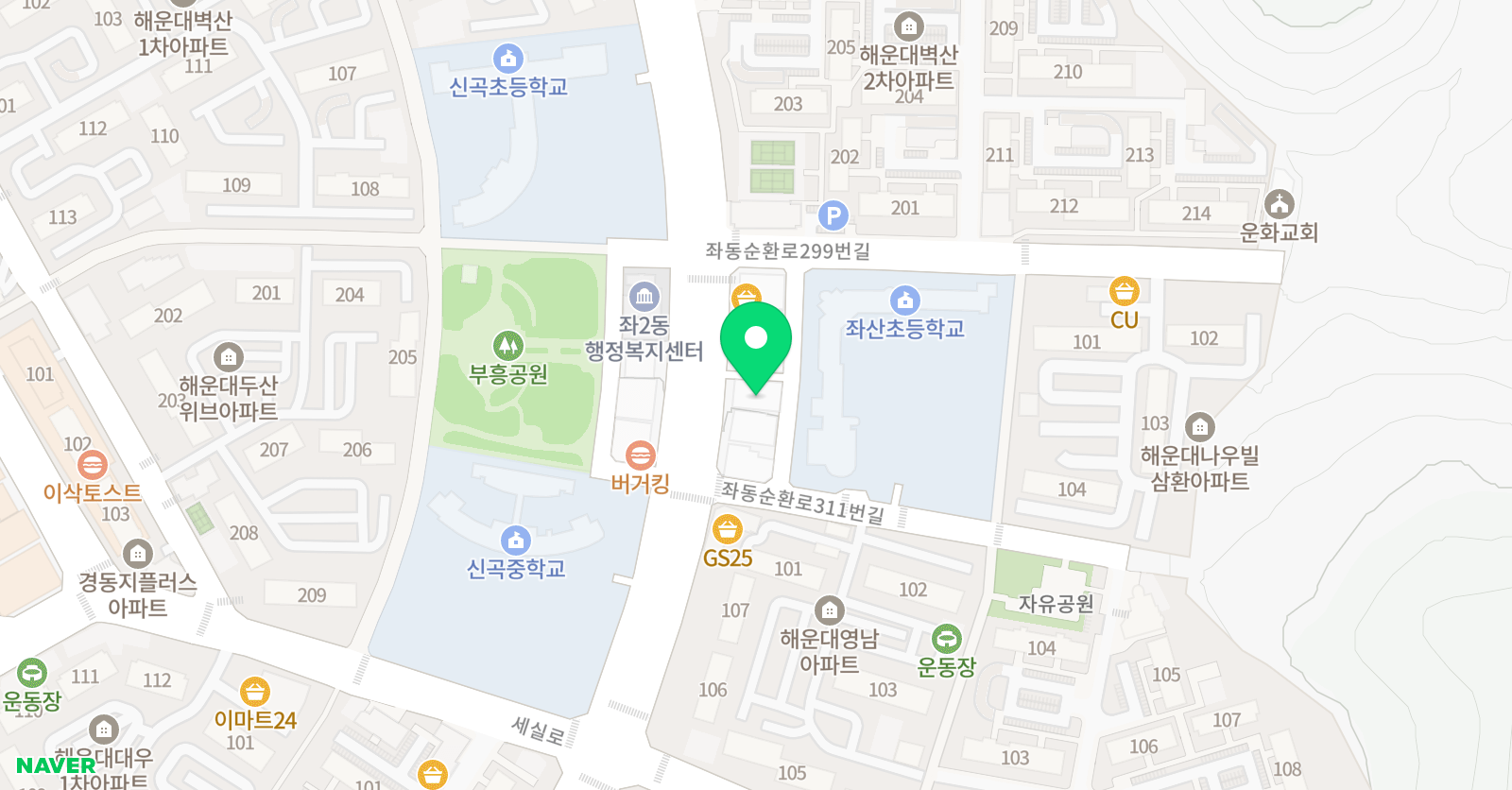 윤선생IGSE 아카데미 해운좌동학원 위치