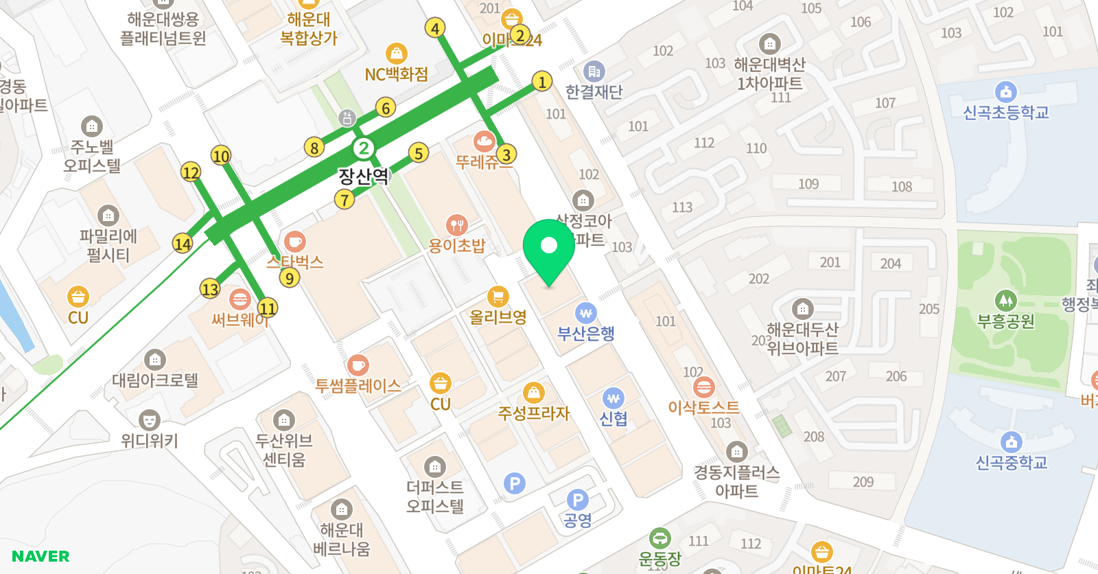 생각하는황소 장산학원 위치